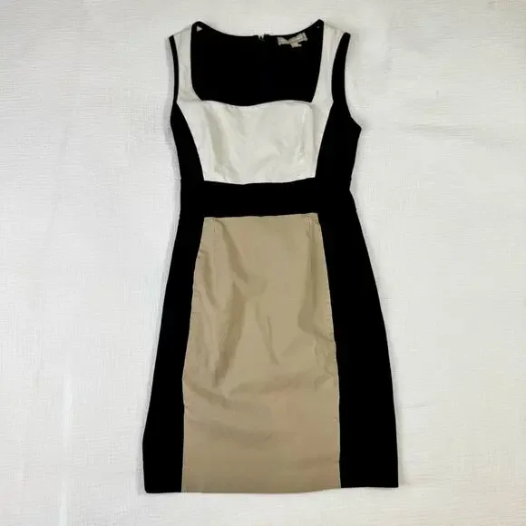 Banana Republic Sloan Colorblock Dress Black Cream Women’s 2P Petite Officewear - Picture 16 of 16
